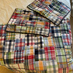 Pottery Barn Kids Madras FULL/QUEEN Quilt and 2 Pillow Shams